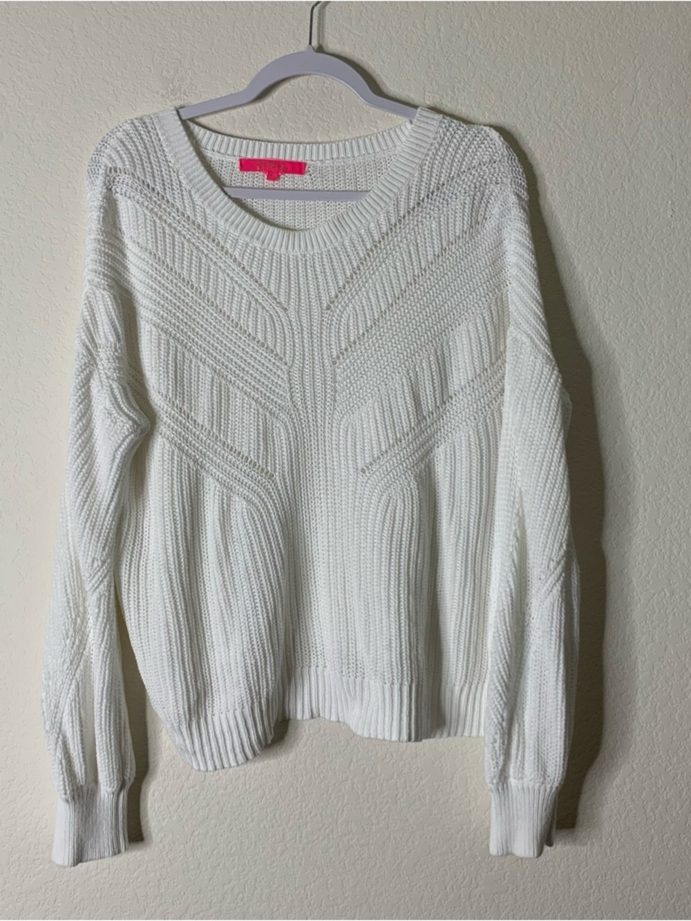 Lilly Pulitzer Womens white 100% cotton Bristol long sleeve knit sweater L